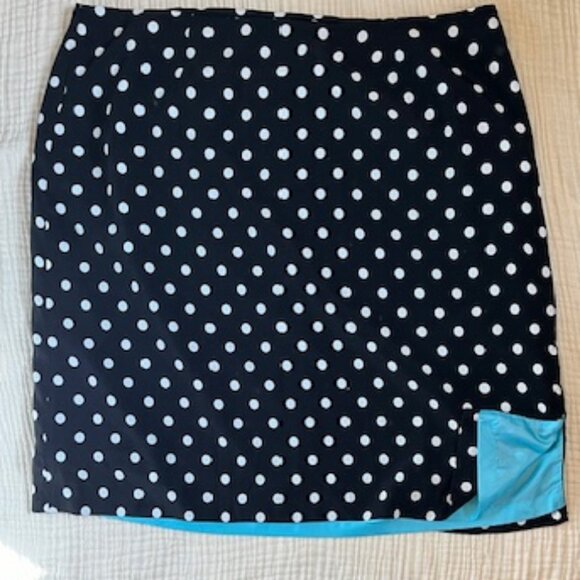 Elisabeth by Liz Claiborne sz22 Black with White Polka-dots A line Midi Skirt - Picture 1 of 4